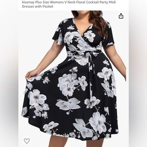 NWOT - kissmay Plus Size Womens V Neck Cocktail Party Midi Dress w/ Pocket